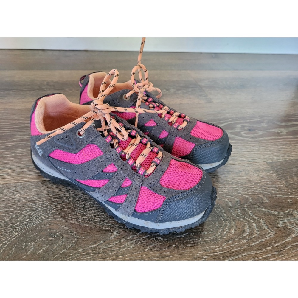 Columbia Youth Redmond Waterproof Hiking Shoes Charcoal Pink Size 3Y #6